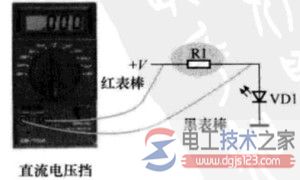 测量电路中R1两端直流电压接线示意图