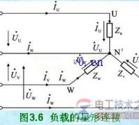 三相负载电动机的星形接线图