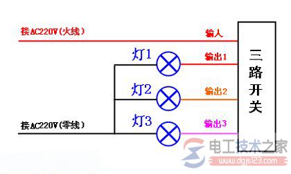 三路遥控开关接线图