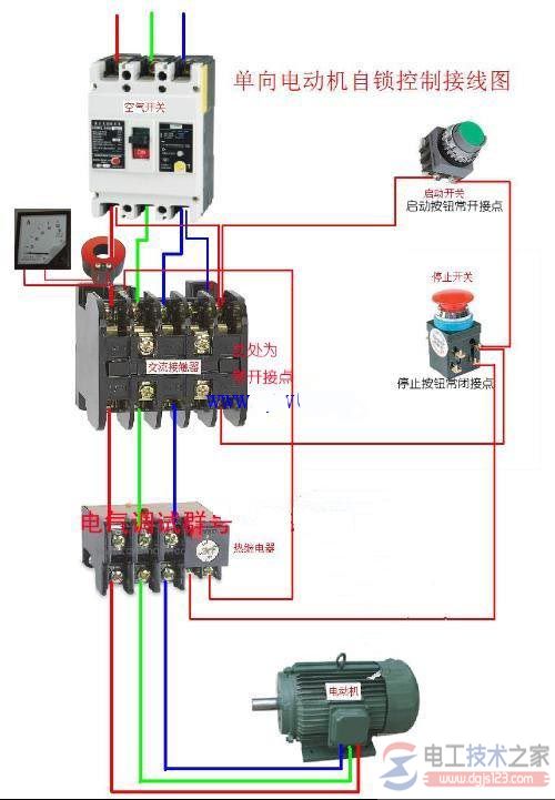 单相电动机自锁控制接线图