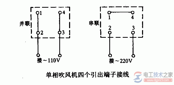 吹风机引出端子接线图