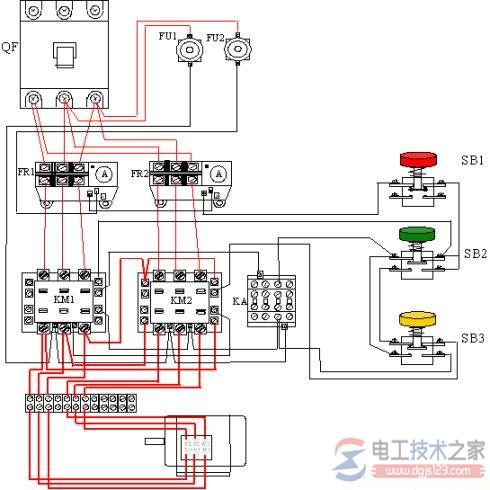 双速电动机实物接线图示例