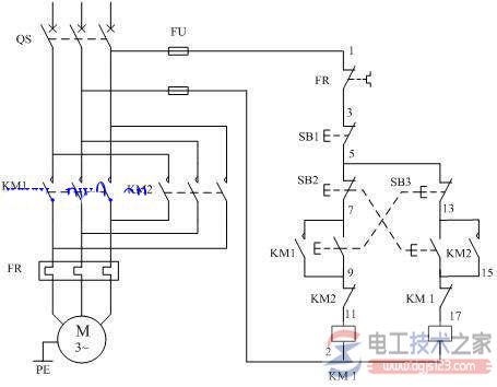 三相异步电动机正反转控制接线图及功能详解