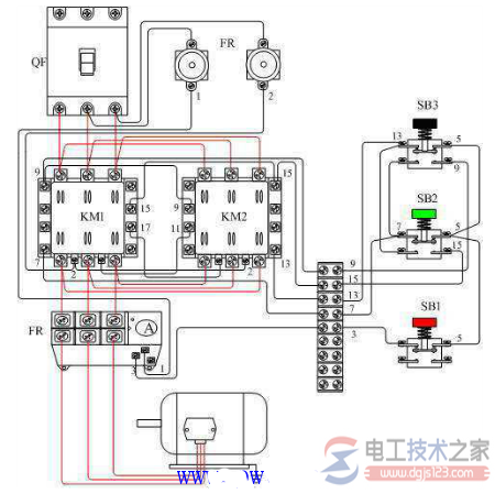 三相异步电动机正反转接线图2