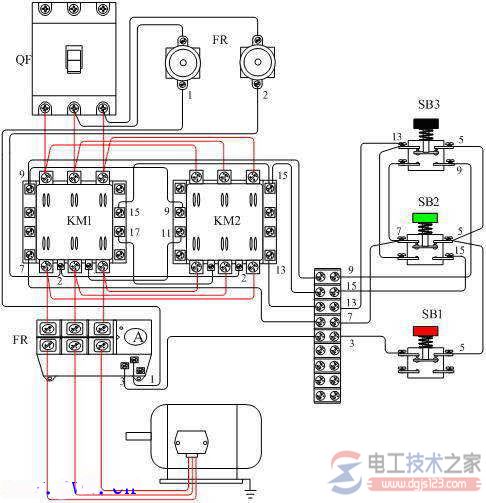 电动机正反转实物接线图