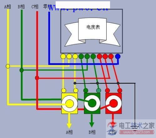 三相四线电表加电流互感器的接线图1