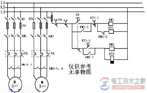 电机顺序启动与逆序停止的接线图2