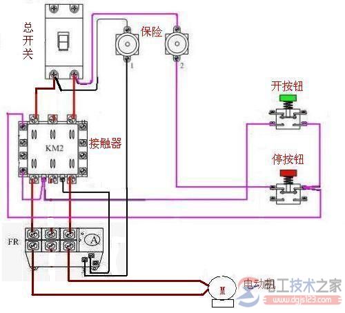 220v交流接触器与热<a href=/dydq/jdq/ target=_blank class=infotextkey>继电器</a>水泵的实物接线图