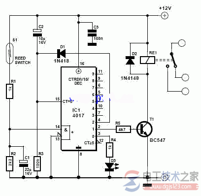 干簧管继电器工作原理及应用电路