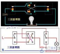 单联三控开关接线图：双控开关与双控双刀双位的接线方法