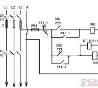 断电延时电路图例(延时继电器、交流接触器与中间继电器控制电路)