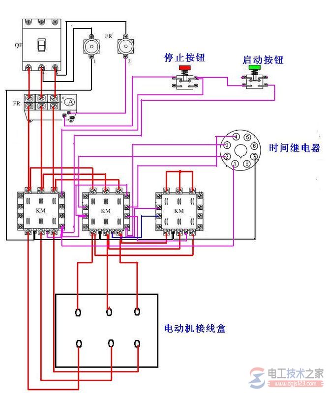 时间继电器电路接线图