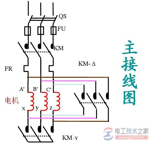 电动机星三角启动接线图3