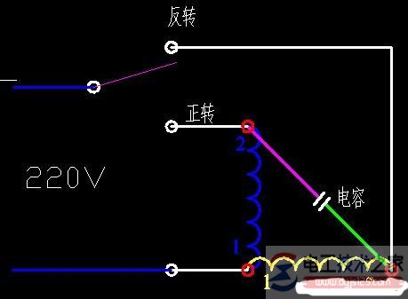 单相电机正反转的接线图2