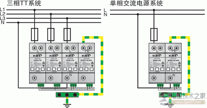 浪涌保护器的接线图