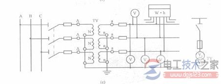三个单相电压互感器Y/Y形接线