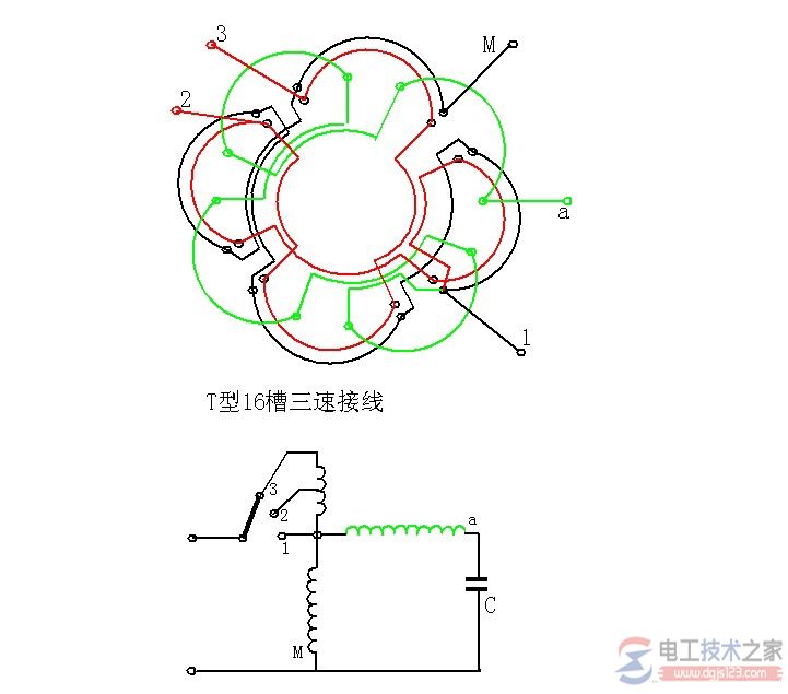 单相调速电机绕组接线图2