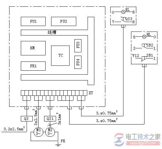 CW6132车床电气互连接线图