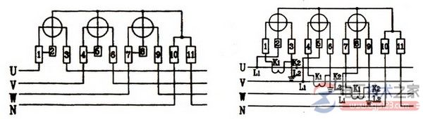 三相四线电表接线图