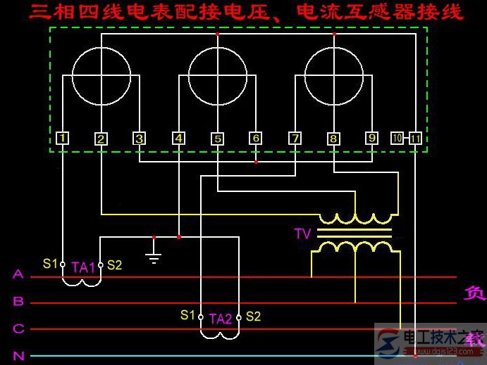 三相四线电表接线图