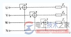 不对称三相四线负载功率的测量（三表法）