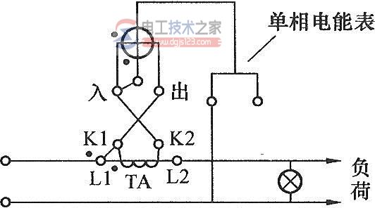 低压电流互感器与单相电能表的接线图