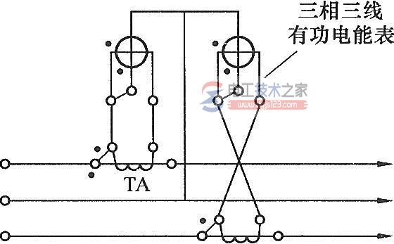 三相三线有功电能表的接线图