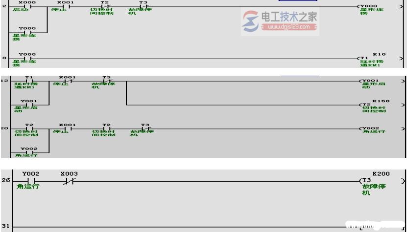 三菱plc星角与三角程序控制线路2