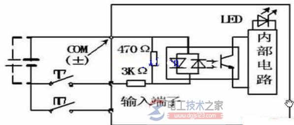 PLC可编程控制器输入端口电路图