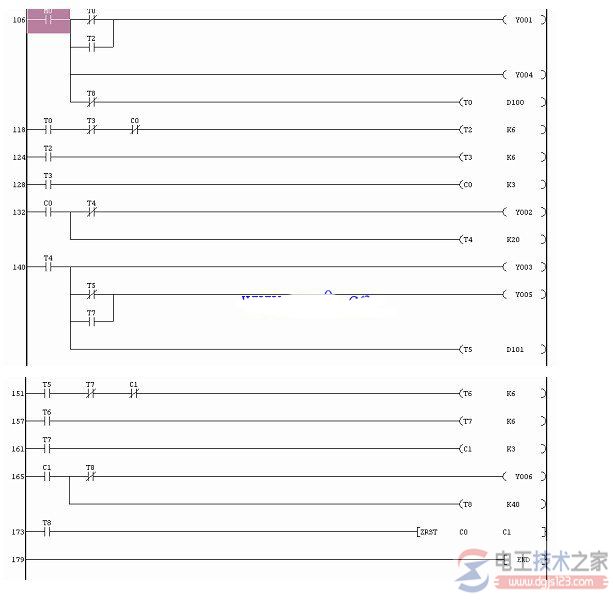 交通信号灯的plc梯形图程序2