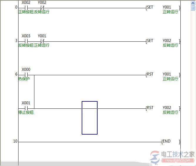 三菱plc电动机正反转控制程序编程实例6