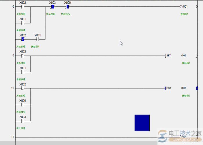 三菱plc点动+自锁控制编程实例3