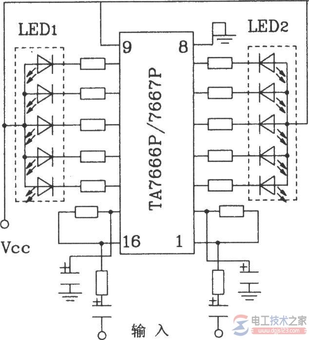 led充电手电筒电路图