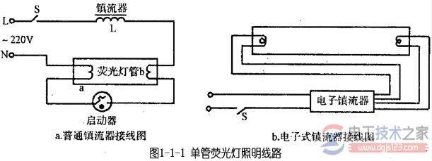 单管荧光灯照明线路1