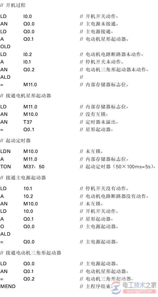 西门子plc控制无反馈的电动机星形的程序实例4