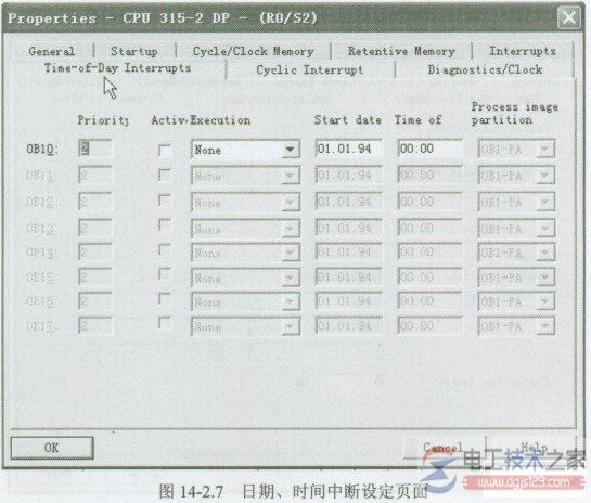 西门子plc cpu模块日期与时间中断选项的含义