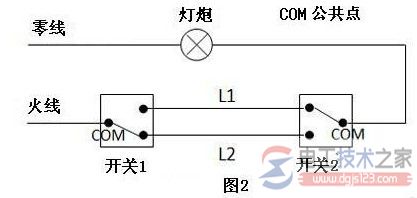 双联双控开关接线图