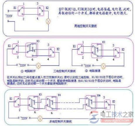 一灯多控开关接线图