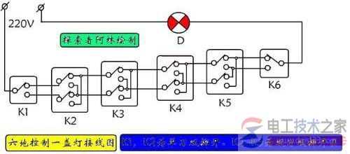 一灯四控的接线图