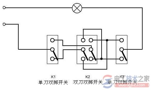 一灯三控接线图