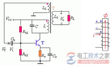 变压器反馈LC振荡电路的电路图