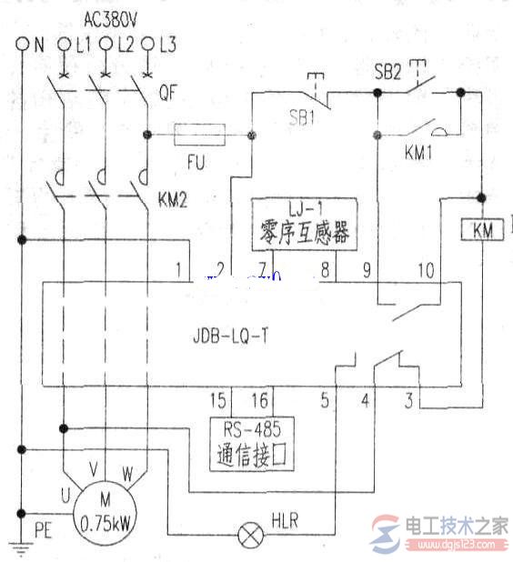 380V接触器全压启动电路保护器