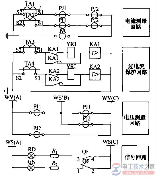 高压线路二次回路展开式电路图