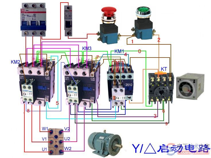 中间继电器的实物接线图