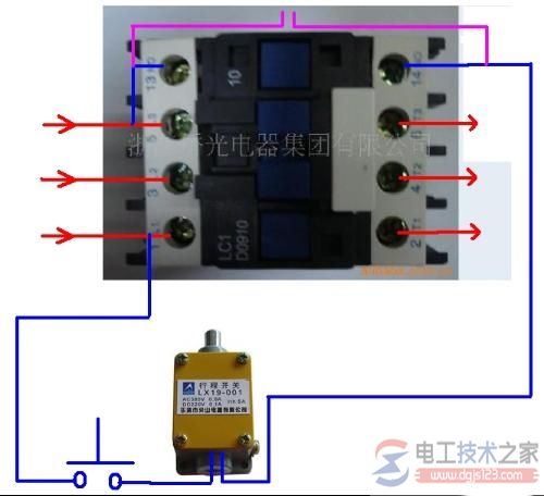 380V交流接触器与行程开关的接线图