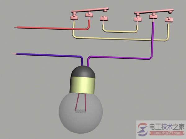 双控开关控制灯泡的原理图