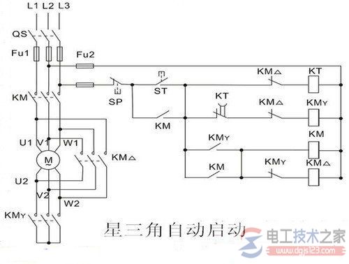 异步电动机星三角启动的原理图