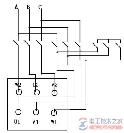 三相异步电动机星角降压启动的接线图2