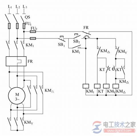 星三角降压起动接线图