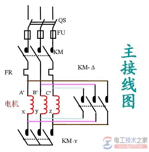 电动机星三角启动接线图